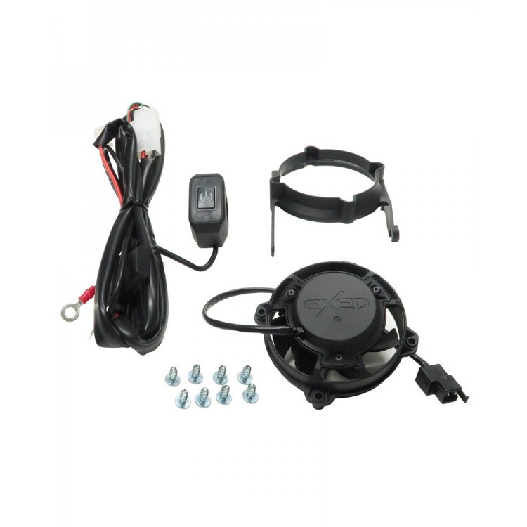 Exed Parts™ – Kit with Exed Radiator Fan and Mounting Bracket for GAS GAS, with Led ON/OFF Switch, Dirt Bike Models from 2021 to 2023
