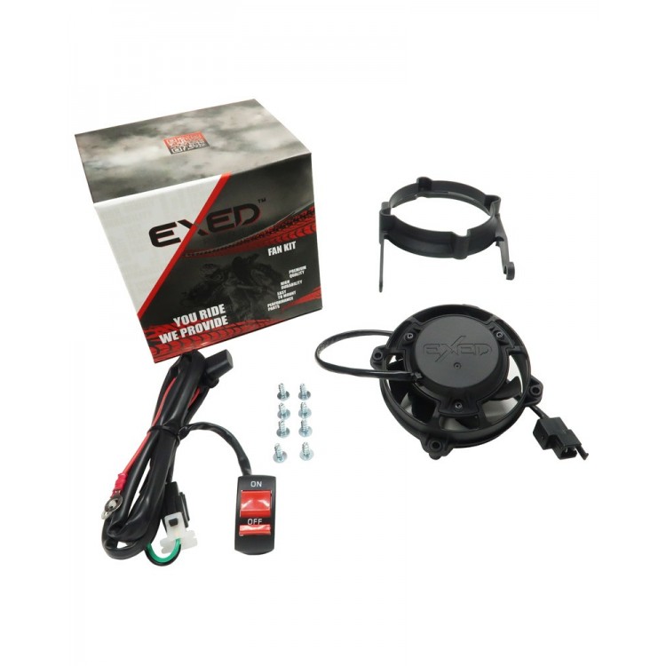 Exed Parts™ – Kit with Exed Radiator Fan and Mounting Bracket for KTM and HUSQVARNA, with ON/OFF Switch, Dirt Bike Models from 2017 to 2023
