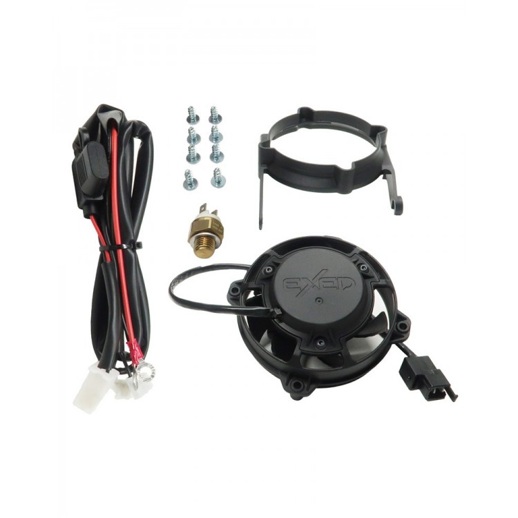 Exed Parts™ – Kit with Exed Radiator Fan and Mounting Bracket for KTM and HUSQVARNA, with Thermoswitch, Dirt Bike Models from 2017 to 2023, 4 stroke