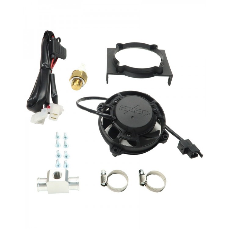 Exed Parts™ – Kit with Exed Radiator Fan and Mounting Bracket for SHERCO, with Thermoswitch, Dirt Bike Models from 2014 to 2023