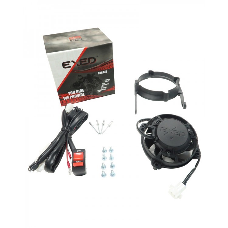 Exed Parts™ – Kit with Exed Radiator Fan and Mounting Bracket for for KTM, Husqvarna TBI Dirt Bike Models XC/XC-F/TX/FX/EX