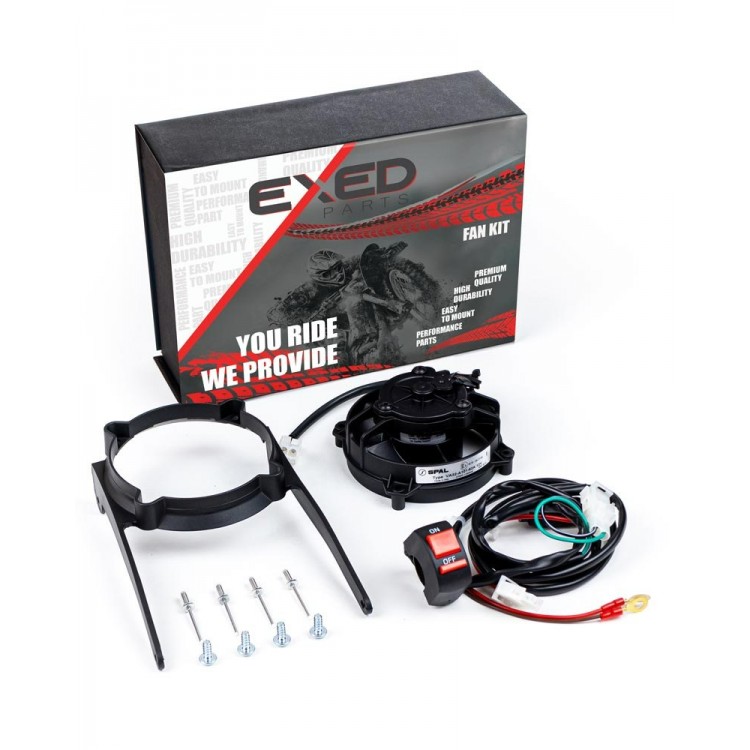 Exed Parts™ – Original SPAL Radiator Cooling Fan and Mounting Kit for KTM and HUSQVARNA, with ON/OFF Switch, Dirt Bike Models from 2004 to 2016, 2 and 4 Stroke