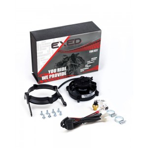 Exed Parts™ – Original SPAL Radiator Cooling Fan and Mounting Kit for KTM and HUSQVARNA with Thermoswitch, Dirt Bike Models from 2017 to 2023, 2+4 Stroke