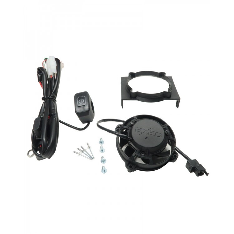 Exed Parts™ – Kit with Exed Radiator Fan and Mounting Bracket for SHERCO, with Led ON/OFF Switch, Dirt Bike Models from 2014 to 2023