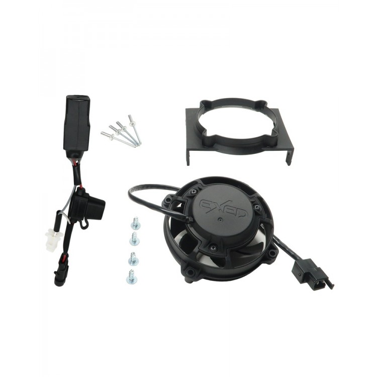 Exed Parts™ – Kit with Exed Radiator Fan and Mounting Bracket for SHERCO, with Cable and Relay, Dirt Bike Models from 2018 to 2023