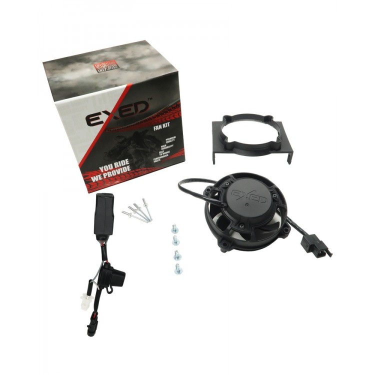 Exed Parts™ – Kit with Exed Radiator Fan and Mounting Bracket for SHERCO, with Cable and Relay, Dirt Bike Models from 2018 to 2023