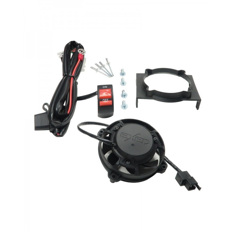 Exed Parts™ – Kit with Exed Radiator Fan and Mounting Bracket for SHERCO, with ON/OFF Switch, Dirt Bike Models from 2014 to 2023