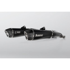 BMW K1600B Bagger/Grand America 2018-2020 Akrapovic Titanium Silencer Slip-On Kit (Includes Carbon Heat Shields) - Twin Black  - Road Legal