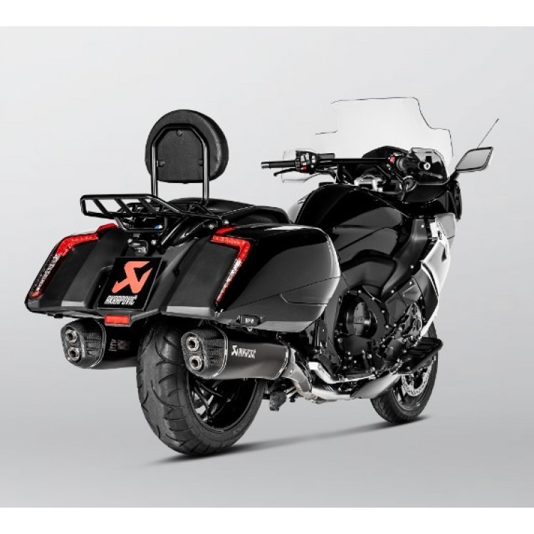 BMW K1600B Bagger/Grand America 2018-2020 Akrapovic Titanium Silencer Slip-On Kit (Includes Carbon Heat Shields) - Twin Black  - Road Legal