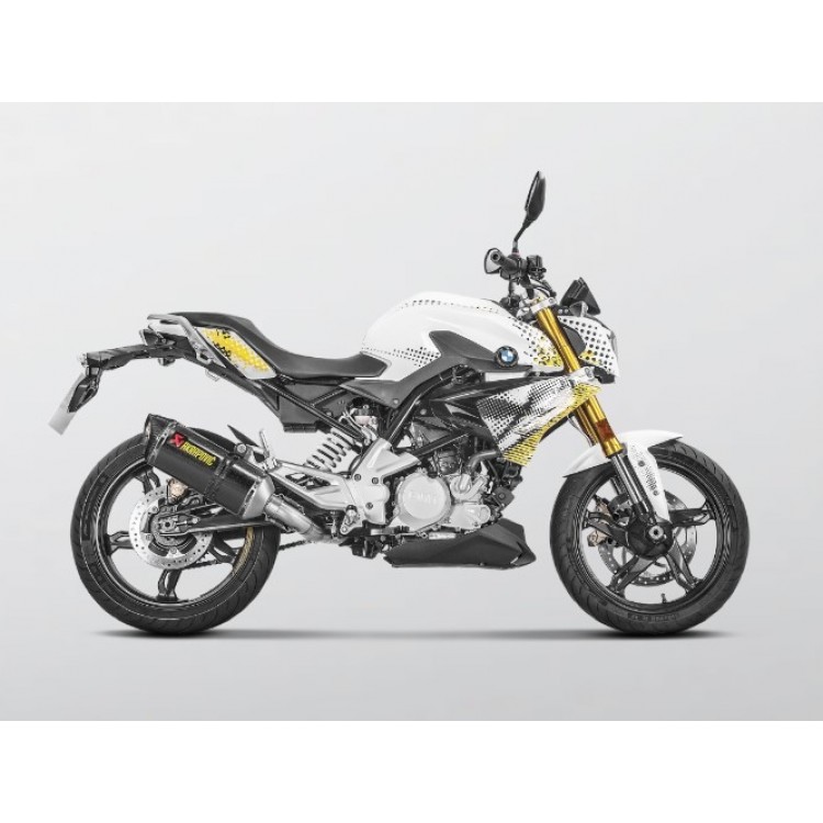 BMW G310 GS 2017-2023 Akrapovic Carbon Silencer Stainless 1-1 System - Race Removable Baffle